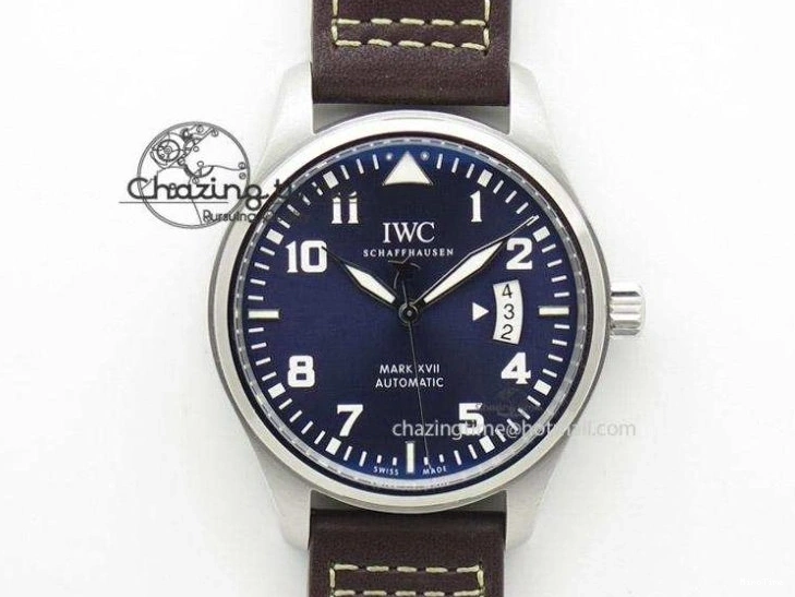 MIROTIME 0407 Pilot Chrono SS AZF 1:1 Best Edition Blue Dial on Brown Leather Strap A TimelessDesign 7060